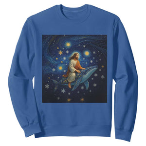 Jesus Christian Sweatshirt Stary Night Van Gogh Christmas TS14 Royal Blue Print Your Wear