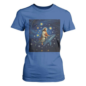Jesus Christian T Shirt For Women Stary Night Van Gogh Christmas TS14 Royal Blue Print Your Wear