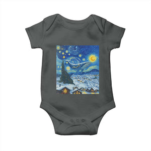 Whale Christmas Baby Onesie Stary Night Van Gogh Christmas TS14 Dark Heather Print Your Wear