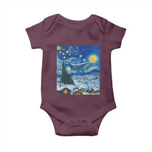 Whale Christmas Baby Onesie Stary Night Van Gogh Christmas TS14 Maroon Print Your Wear