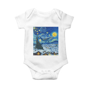Whale Christmas Baby Onesie Stary Night Van Gogh Christmas TS14 White Print Your Wear