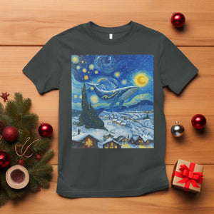 Whale Christmas T Shirt Stary Night Van Gogh Christmas TS14 Dark Heather Print Your Wear
