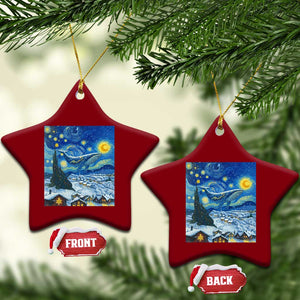 Whale Xmas Ceramic Ornament Stary Night Van Gogh Xmas TS14 Print Your Wear