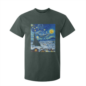 Whale Christmas T Shirt For Kid Stary Night Van Gogh Christmas TS14 Dark Forest Green Print Your Wear