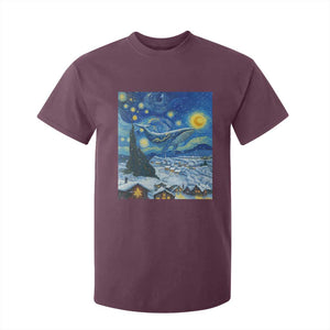 Whale Christmas T Shirt For Kid Stary Night Van Gogh Christmas TS14 Maroon Print Your Wear
