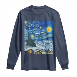 Whale Christmas Long Sleeve Shirt Stary Night Van Gogh Christmas TS14 Navy Print Your Wear