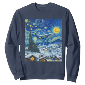 Whale Christmas Sweatshirt Stary Night Van Gogh Christmas TS14 Navy Print Your Wear
