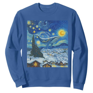 Whale Christmas Sweatshirt Stary Night Van Gogh Christmas TS14 Royal Blue Print Your Wear