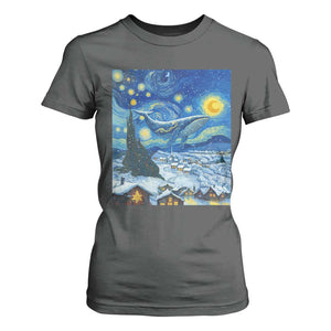 Whale Christmas T Shirt For Women Stary Night Van Gogh Christmas TS14 Dark Heather Print Your Wear