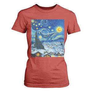 Whale Christmas T Shirt For Women Stary Night Van Gogh Christmas TS14 Red Print Your Wear