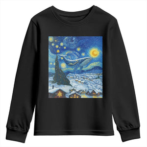 Whale Christmas Youth Sweatshirt Stary Night Van Gogh Christmas TS14 Black Print Your Wear