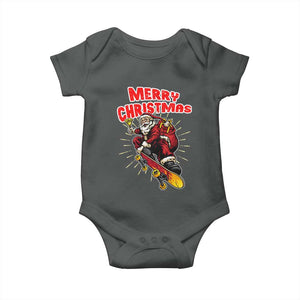 Santa Skateboarding Christmas Baby Onesie Funny Skater Xmas TS14 Dark Heather Print Your Wear