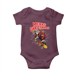Santa Skateboarding Christmas Baby Onesie Funny Skater Xmas TS14 Maroon Print Your Wear