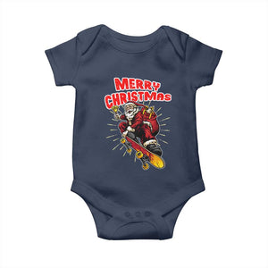 Santa Skateboarding Christmas Baby Onesie Funny Skater Xmas TS14 Navy Print Your Wear