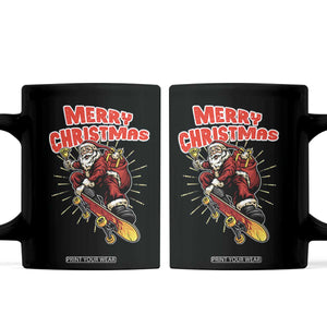 Santa Skateboarding Christmas Coffee Mug Funny Skater Xmas TS14 Black Print Your Wear