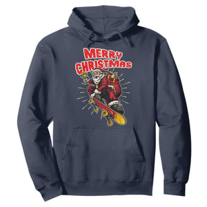 Santa Skateboarding Christmas Hoodie Funny Skater Xmas TS14 Navy Print Your Wear