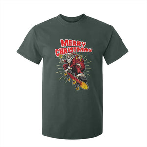 Santa Skateboarding Christmas T Shirt For Kid Funny Skater Xmas TS14 Dark Forest Green Print Your Wear