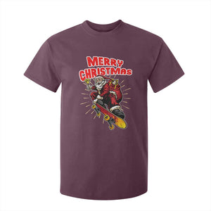 Santa Skateboarding Christmas T Shirt For Kid Funny Skater Xmas TS14 Maroon Print Your Wear