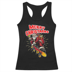 Santa Skateboarding Christmas Racerback Tank Top Funny Skater Xmas TS14 Black Print Your Wear