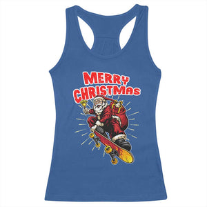 Santa Skateboarding Christmas Racerback Tank Top Funny Skater Xmas TS14 Royal Blue Print Your Wear