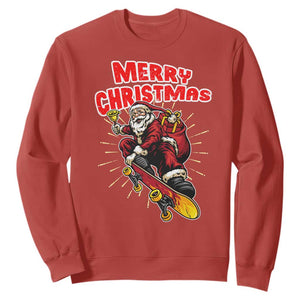 Santa Skateboarding Christmas Sweatshirt Funny Skater Xmas TS14 Red Print Your Wear