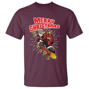 Santa Skateboarding Christmas T Shirt Funny Skater Xmas TS14 Maroon Print Your Wear