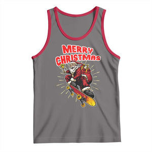 Santa Skateboarding Christmas Tank Top Funny Skater Xmas TS14 Deep Heather Red Print Your Wear