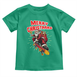 Santa Skateboarding Christmas Toddler T Shirt Funny Skater Xmas TS14 Irish Green Print Your Wear