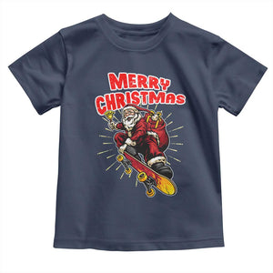 Santa Skateboarding Christmas Toddler T Shirt Funny Skater Xmas TS14 Navy Print Your Wear