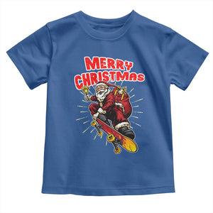 Santa Skateboarding Christmas Toddler T Shirt Funny Skater Xmas TS14 Royal Blue Print Your Wear