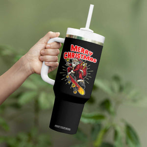 Santa Skateboarding Christmas Tumbler With Handle Funny Skater Xmas TS14 Print Your Wear
