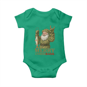 Funny Santa Camo Fishing Baby Onesie Merry Chrisbass TS14 Irish Green Print Your Wear