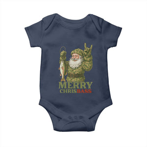 Funny Santa Camo Fishing Baby Onesie Merry Chrisbass TS14 Navy Print Your Wear