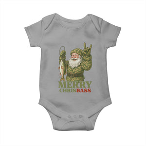 Funny Santa Camo Fishing Baby Onesie Merry Chrisbass TS14 Sport Gray Print Your Wear