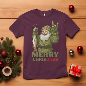Funny Santa Camo Fishing T Shirt Merry Chrisbass TS14 Maroon Print Your Wear