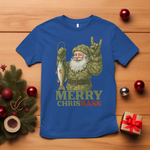 Funny Santa Camo Fishing T Shirt Merry Chrisbass TS14 Royal Blue Print Your Wear