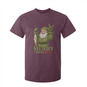 Funny Santa Camo Fishing T Shirt For Kid Merry Chrisbass TS14 Maroon Print Your Wear