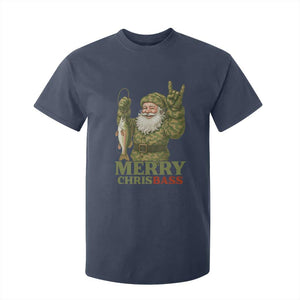 Funny Santa Camo Fishing T Shirt For Kid Merry Chrisbass TS14 Navy Print Your Wear