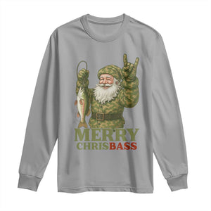 Funny Santa Camo Fishing Long Sleeve Shirt Merry Chrisbass TS14 Sport Gray Print Your Wear