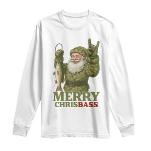Funny Santa Camo Fishing Long Sleeve Shirt Merry Chrisbass TS14 White Print Your Wear