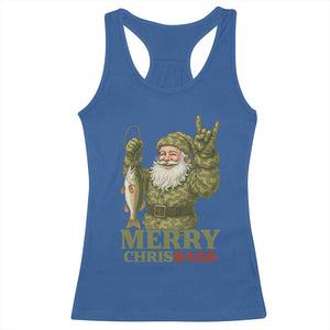 Funny Santa Camo Fishing Racerback Tank Top Merry Chrisbass TS14 Royal Blue Print Your Wear