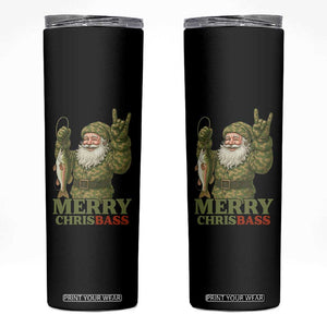 Funny Santa Camo Fishing Skinny Tumbler Merry Chrisbass TS14 Black Print Your Wear
