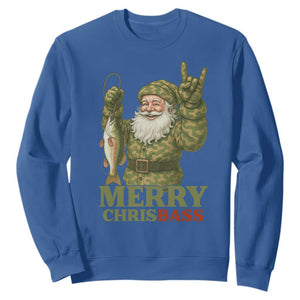 Funny Santa Camo Fishing Sweatshirt Merry Chrisbass TS14 Royal Blue Print Your Wear