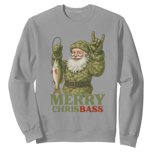 Funny Santa Camo Fishing Sweatshirt Merry Chrisbass TS14 Sport Gray Print Your Wear