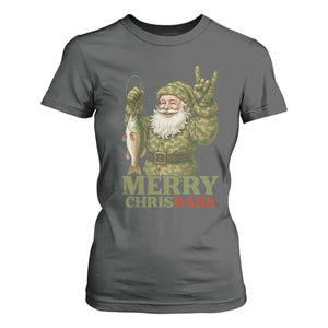 Funny Santa Camo Fishing T Shirt For Women Merry Chrisbass TS14 Dark Heather Print Your Wear