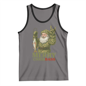 Funny Santa Camo Fishing Tank Top Merry Chrisbass TS14 Deep Heather Black Print Your Wear