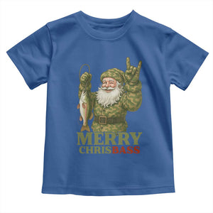 Funny Santa Camo Fishing Toddler T Shirt Merry Chrisbass TS14 Royal Blue Print Your Wear