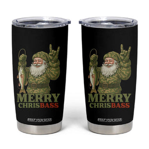 Funny Santa Camo Fishing Tumbler Cup Merry Chrisbass TS14 Black Print Your Wear