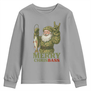 Funny Santa Camo Fishing Youth Sweatshirt Merry Chrisbass TS14 Sport Gray Print Your Wear