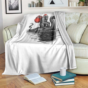 Funny Bigfoot Christmas Throw Blanket Sasquatch Loch Ness Cryptid Xmas TS14 Print Your Wear